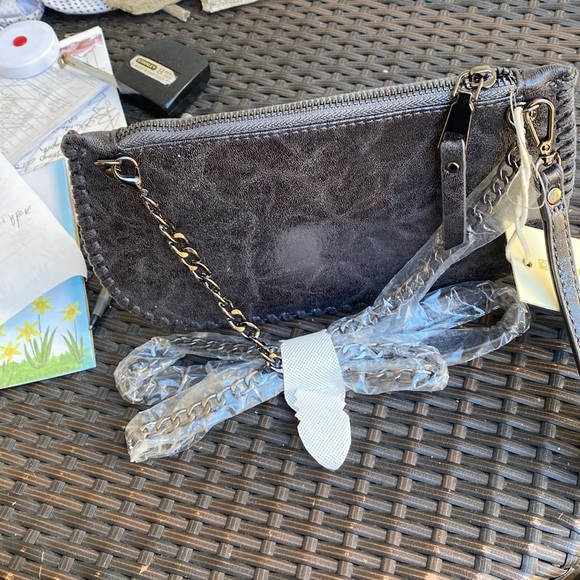 Madison west grey faux leather crossbody with wristlet option. NWT metallic trim - Picture 7 of 7
